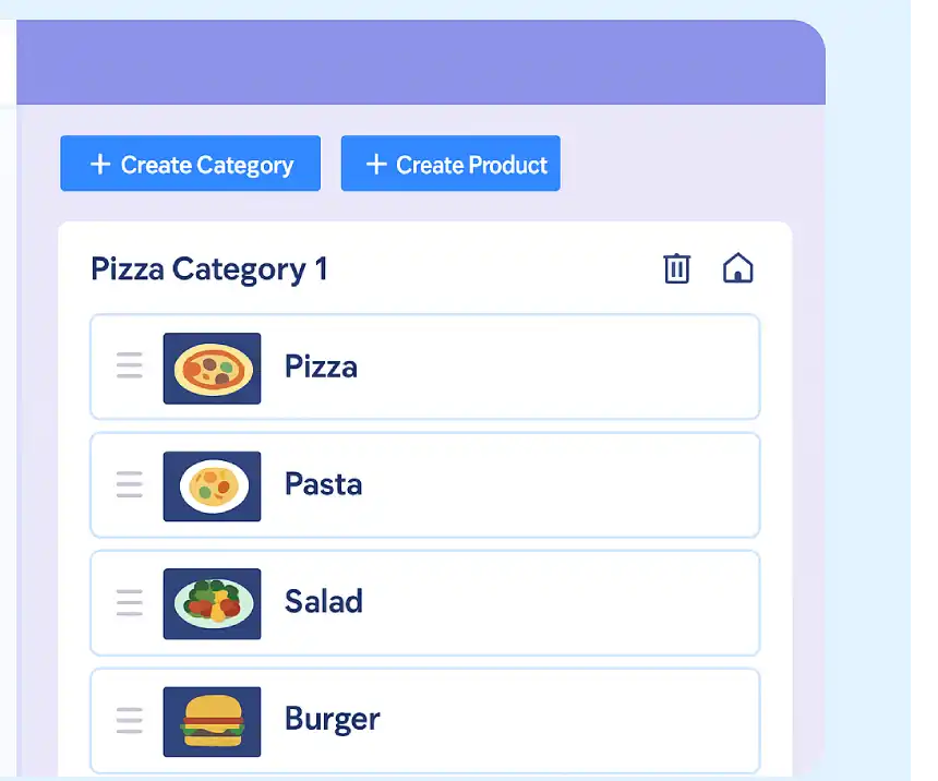 Easy digital menu reorder dashboard